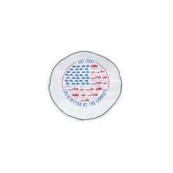 Camco Life Is Better At The Campsite 27" RV Spare Tire Cover- White Vinyl, Patriotic RVs
