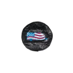 Camco Life Is Better At The Campsite 29" RV Spare Tire Cover- Black Vinyl, USA Flag RV