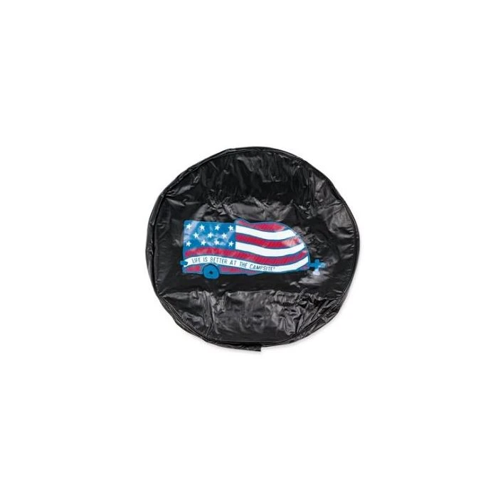 Camco Life Is Better At The Campsite 29" RV Spare Tire Cover- Black Vinyl, USA Flag RV 1 Camco Life Is Better At The Campsite 29" RV Spare Tire Cover- Black Vinyl, USA Flag RV