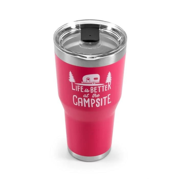 CAMCO Life Is Better At The Campsite Coral Pink 30 Oz Tumbler 1 CAMCO Life Is Better At The Campsite Coral Pink 30 Oz Tumbler