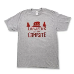 CAMCO Life Is Better At The Campsite Gray & Burgundy Shirt -Indoor Living Store 53209 out z