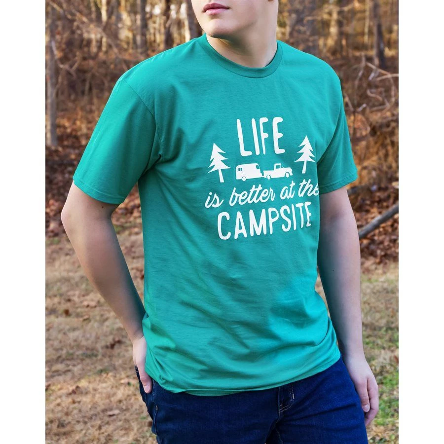 CAMCO Life Is Better At The Campsite Teal Shirt 1 CAMCO Life Is Better At The Campsite Teal Shirt
