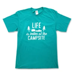 CAMCO Life Is Better At The Campsite Teal Shirt 11 CAMCO Life Is Better At The Campsite Teal Shirt -Indoor Living Store 53217 out z