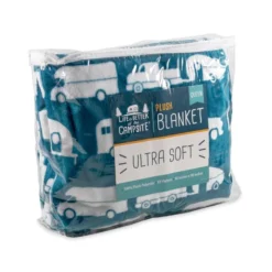 Camco Life Is Better At The Campsite Queen Size Plush Fleece Blanket - Blue