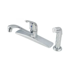 American Brass Company Chrome Single Handle D-Spout Kitchen Faucet With Spray Kit