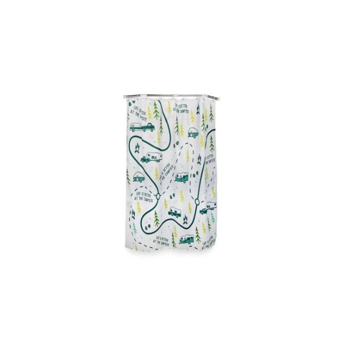 Camco Life Is Better At The Campsite RV-Sized Shower Curtain, Map Design 1 Camco Life Is Better At The Campsite RV-Sized Shower Curtain, Map Design
