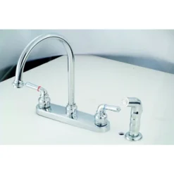 American Brass Company Chrome Teapot Handle Gooseneck Kitchen Faucet With Spray Kit