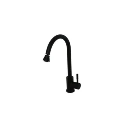 Kitchen Gooseneck Black Matte Stainless Steel American Brass Faucet