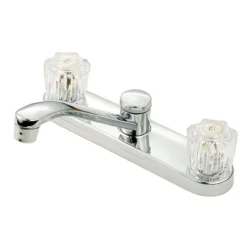 American Brass Company Chrome Long Neck Crystal Knob Kitchen Faucet