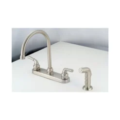 American Brass Company Brushed Nickel Teapot Handle Gooseneck Kitchen Faucet With Spray Kit