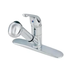 American Brass Company Brushed Nickel Single Lever Pull-Out Kitchen Faucet With Deck Plate