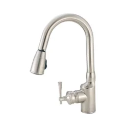 American Brass Company Brushed Nickel Front Single Lever Gooseneck Pull-Out Kitchen Faucet