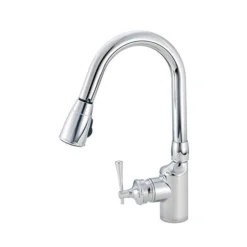 American Brass Company Chrome Front Single Lever Gooseneck Pull-Out Kitchen Kitchen Faucet