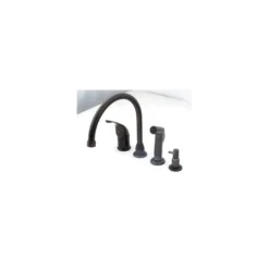 American Brass Company Oil Rubbed Bronze Single Lever Gooseneck Kitchen Faucet With Spray And Soap Kit