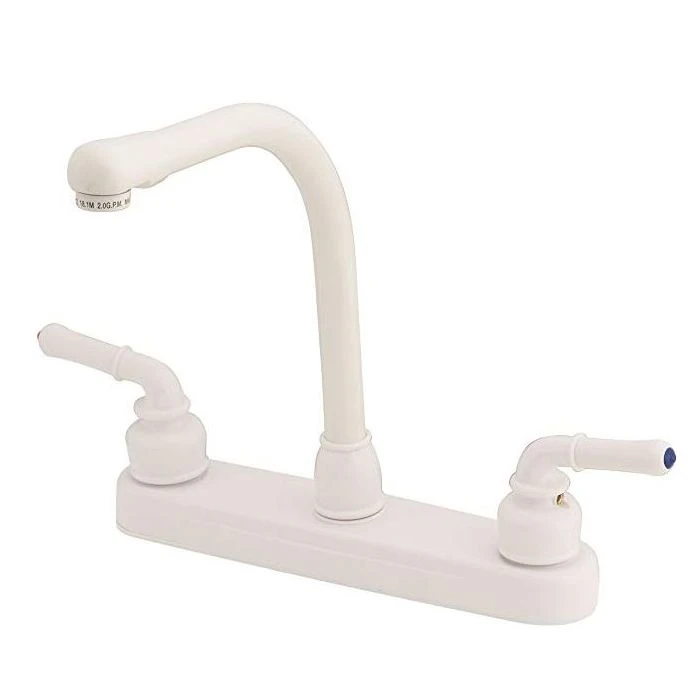 Empire Brass Company White Teapot Handle High Rise Kitchen Faucet 1 Empire Brass Company White Teapot Handle High Rise Kitchen Faucet
